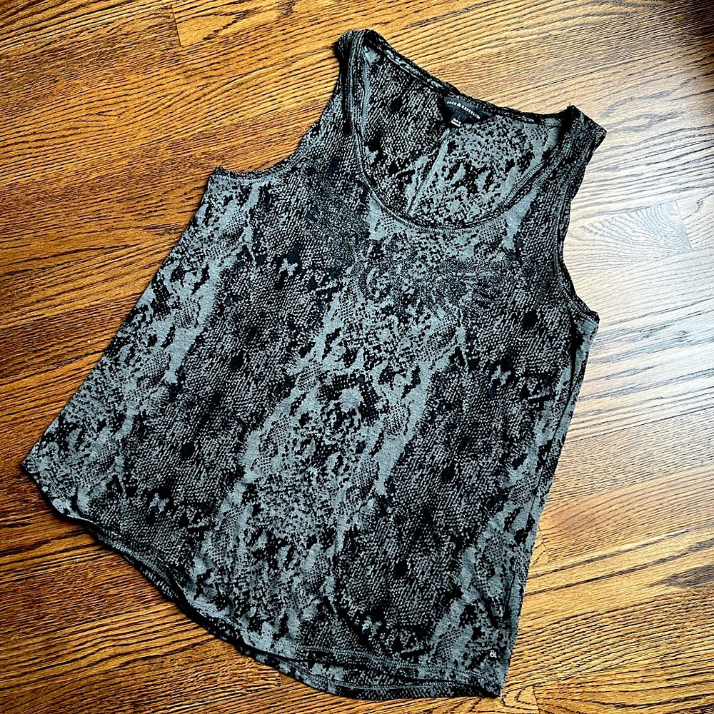 Rock & Republic glitter logo snakeskin racerback tank